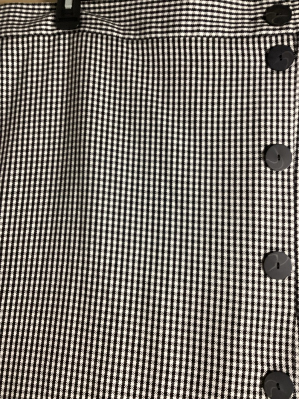 Zara Black and White Gingham Midi Skirt with Asymmetric Button Placket Euro XL - Picture 10 of 10